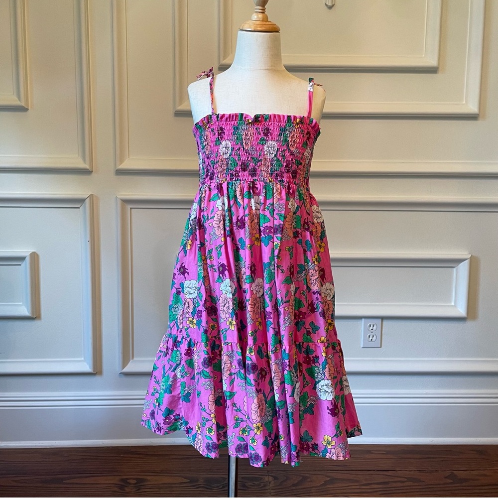 Girls NWOT Janie and Jack Sz 10 Pink Sundress cotton spaghetti straps summer
